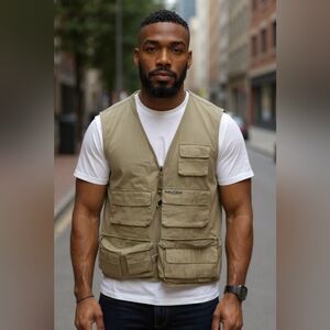 Nautica Khaki Multi-Pocket Vest SIZE XXL